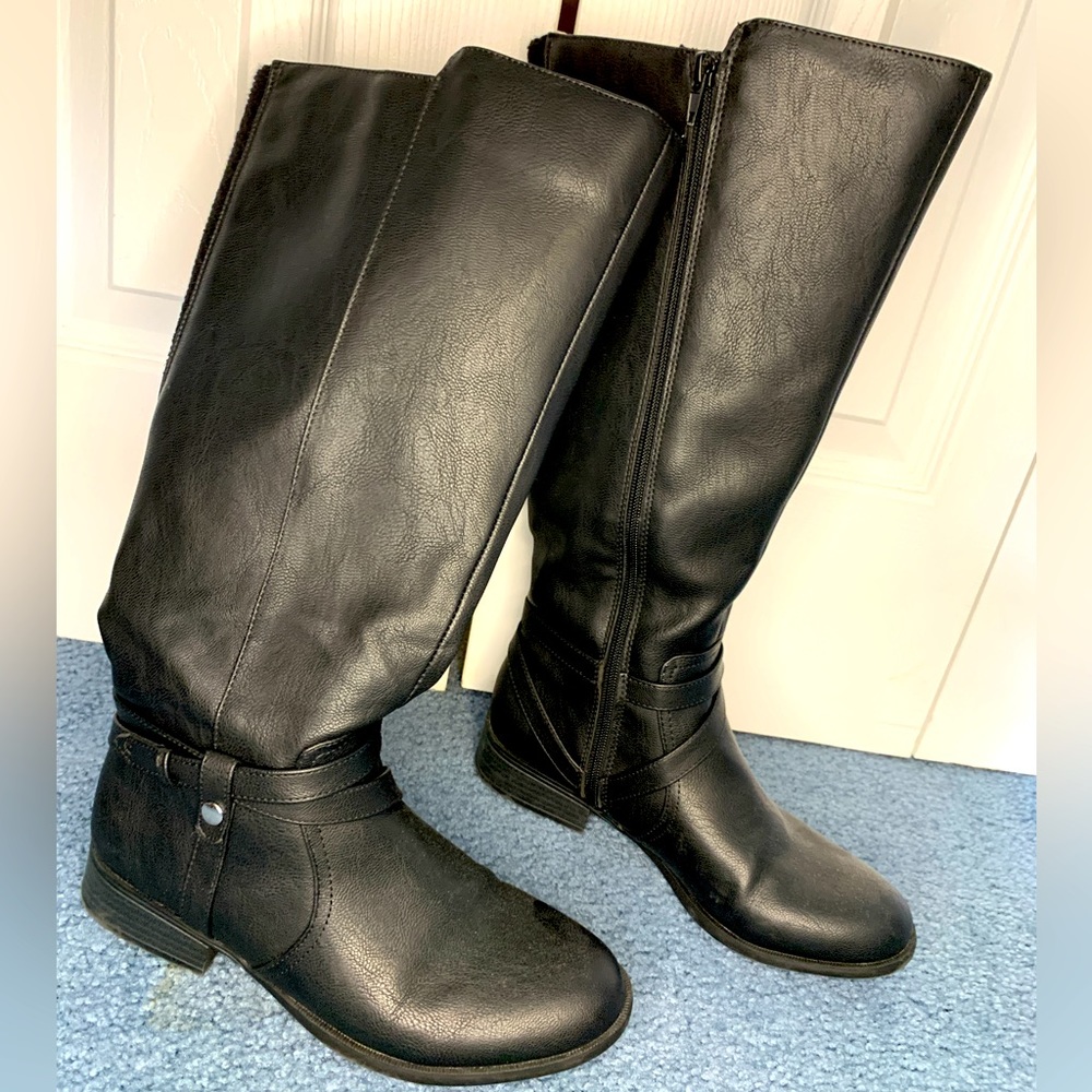 Life Stride Soft System Black Boots Size 7 Wide Calf